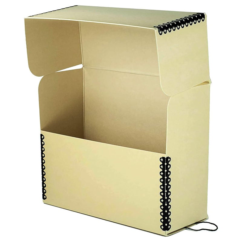 لينيكو صندوق تخزين مستندات أرشيفية من لاينكو بحافة معدنية، مصنوع من ورق مقوى بني فاتح خالٍ من الأحماض، لتنظيم وتخزين الملفات والمطبوعات والصور، بحجم قانوني 15.5 بوصة × 10.5 بوصة × 5 بوصات عرضًا - Image 3